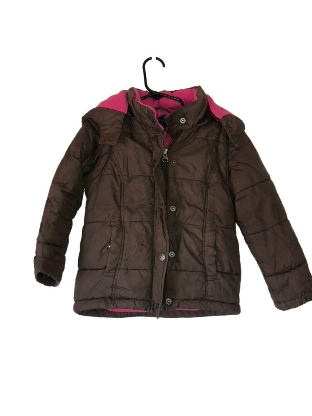 Mini Boden Kids Jacket Vest Removable Hood 3-4Y Brown & Pink Polyester & Acrylic